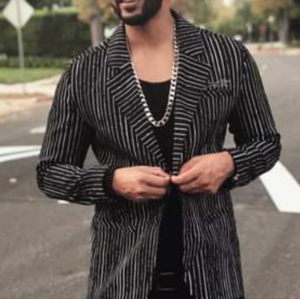 Disney's Tim Burton Night B4 Christmas (Size L) Black/White Stripe Button Blazer